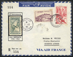 FRANCE: 7/DE/1946 Paris - Buenos Aires: Flight Commemorating 10th Anniversary Of Jean Mermoz, Special Cinderella, Arriva - Other & Unclassified