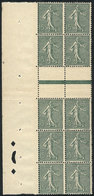FRANCE: Sc.139c, 1903/38 Marianne Sower 15c., Block Of 10 Stamps With Horizontal Gutter, Printed On GC Paper, MNH, Very  - Colecciones Completas
