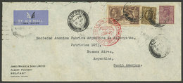GREAT BRITAIN: 6/JUL/1937 Belfast - Argentina, Airmail Cover With Nice Postage Flown By German DLH, On Back Buenos Aires - Briefe U. Dokumente