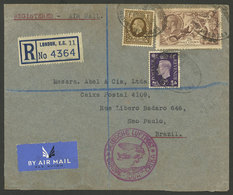 GREAT BRITAIN: 5/DE/1938 London - Brazil, Registered Airmail Cover Sent By German DLH, Very Nice! - Brieven En Documenten