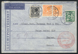 NETHERLANDS: 30/NO/1934 Rotterdam - Brazil, Airmail Cover Sent By German DLH, With Arrival In Santos 6/DE, VF Quality! - Brieven En Documenten