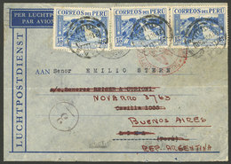 NETHERLANDS: OVERLAPPING POSTAGE NETHERLANDS - PERU: Airmail Cover Sent From Rotterdam To Lima (Peru) In OC/1938 By Germ - Cartas & Documentos