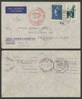 NETHERLANDS: 25/OC/1938 Enschede - Argentina, Airmail Cover Flown By German DLH Franked With 92½c., On Back Berlin Trans - Briefe U. Dokumente