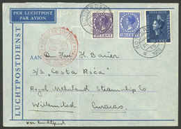 NETHERLANDS: 23/JA/1939 Rotterdam - Curacao, Airmail Cover Sent By German DLH To A Passenger Aboard The Ship "Costa Rica - Briefe U. Dokumente