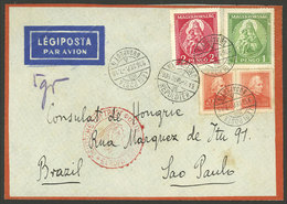 HUNGARY: 7/SE/1936 Budapest - Brazil, Airmail Cover Franked With 3.40P., Flown By German DLH, On Back Berlin Transit Mar - Lettres & Documents