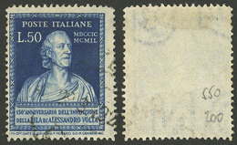 ITALY: Yv.550, 1949 50L. Volta With LETTERS WATERMARK, VF Quality! - Mint/hinged