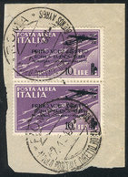 ITALY: Sc.C55, 1934 10L. Direct Flight Roma-Buenos Aires, Pair Used On Fragment, Excellent Quality, Catalog Value US$800 - Unclassified