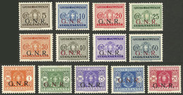 ITALY - ITALIAN SOCIAL REPUBLIC: Yvert 1/13, 1944 Complete Set Of 13 Values MNH (but Some With Stain Spots On Gum), Seve - Non Classificati