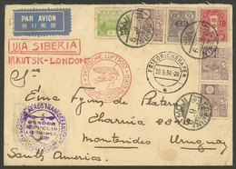 JAPAN: RARE DESTINATION, LONG ROUTE: 6/SE/1934 Moji - Uruguay, Airmail Cover Endorsed "via Siberia, Irkutsk - London", F - Lettres & Documents