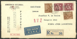 JAPAN: 30/JUN/1949 Tokyo - Argentina, Registered Airmail Cover, With USA Transit Mark On Back, VF Quality! - Briefe U. Dokumente