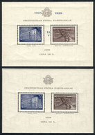 LATVIA: Sc.B96, 1938 National Reconstruction Fund, 2 Souvenir Sheets, Normal And INVERTED Watermark, MNH, Very Fine Qual - Letonia