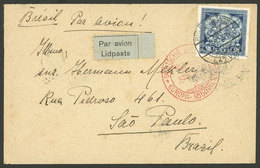 LATVIA: 13/DE/1937 Riga - Brazil, Airmail Cover Flown By German DLH Franked With 2L., With Sao Paulo Arrival Backstamp O - Lettland