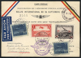 LUXEMBOURG: 26/SEP/1937 Aviation Rally, Inauguration Of The Airport Of Esch-Alzette, And Special Flight To Bruxelles, Ca - Storia Postale
