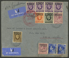 BRITISH MORROCO: 1/JA/1937 Tangier - Rio De Janeiro, Airmail Cover With Handsome Multicolor Postage Sent From Tangier To - Morocco Agencies / Tangier (...-1958)