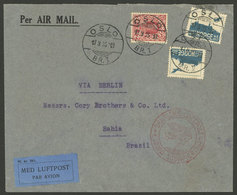 NORWAY: 17/SE/1935 Oslo - Brazil, Airmail Cover Franked With 2.90Kr. Sent By German DLH, With Transit Mark Of Berlin And - Lettres & Documents