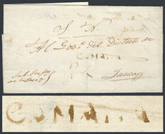 PERU: Circa 1840, Official Folded Cover With Straightline Black CAMANA Mark, Rare! - Peru