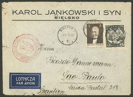 POLAND: 1/AP/1939 Bielsko - Brazil, Airmail Cover Sent By German DLH Franked With 3.45Zl., On Back Berlin Transit Mark A - Briefe U. Dokumente