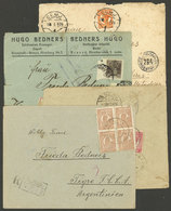 ROMANIA: 4 Registered Covers Sent To Argentina Between 1923 And 1934 With Attractive Postages And Cancels (Bistrita, Clu - Brieven En Documenten