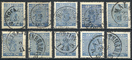 SWEDEN: Sc.8, Lot Of 10 Used Examples, VF Quality, Nice Cancels! - Oblitérés