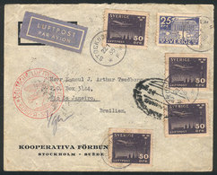 SWEDEN: 22/JA/1935 Stockholm - Brazil, Airmail Cover Sent By German DLH Franked With 2.25Kr., Arrival Backstamp Of Rio D - Lettres & Documents