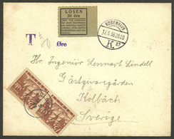 SWEDEN: Cover Sent From Kobenhavn To Kolbach On 17/MAY/1938 Without Postage, With Postage Due Label For 30ö. That Was Pa - Briefe U. Dokumente