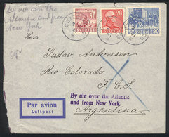 SWEDEN: Airmail Cover Sent From Göteborg To Argentina On 2/DE/1941, With Interesting Violet Mark: "By Air Over The Atlan - Briefe U. Dokumente