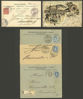 SWITZERLAND: Postcard Of The Year 1898 And 3 Covers Used In 1908, Very Nice! - Storia Postale