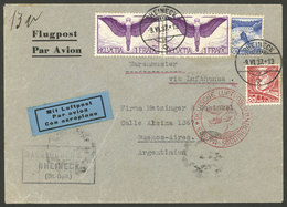 SWITZERLAND: 9/JUN/1937 Rheineck - Argentina, Airmail Cover Sent By German DLH With Postage Of SAMPLES WITHOUT VALUE (2. - Briefe U. Dokumente