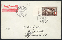SWITZERLAND: 24/JUN/1939 Cover With Special Handstamp Of The Inauguration Of The Airport Of Locarno, VF Quality! - Brieven En Documenten