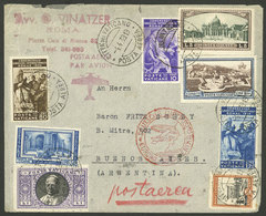 VATICAN: 4/AP/1939 Vatican - Argentina, Airmail Cover Flown By German DLH With Spectacular Multicolor Franking, Arrival  - Briefe U. Dokumente