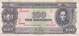 BILLETE DE BOLIVIA DE 100 BOLIVIANOS DEL AÑO 1945  SERIE A  (BANKNOTE) - Bolivië