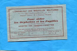 Erinnophilie-Carnet Complet-" 10 Vignettes***impec "-1920-- Pour Nos Orphelins De Guerre - Vignettes Militaires