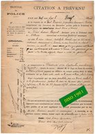 VP16.833 - MILITARIA - Tribunal De Police De SAINT PIERRE SUR DIVES 1907 - Citation à Prévenu - Mr LOUIS à ERNES - Politie & Rijkswacht