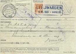 Leeuwarden 1937 Sur Document De La Poste - Fiscaux