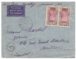 1940 - LETTRE PAR AVION AFFRANCHIE À 3F50 Avec PAIRE TIMBRE 113A De CONAKRY Pr AURILLAC FRANCE CACHET CENSURE WW2 - Covers & Documents