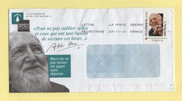 Delcampe - Timbre Personnalise - Abbe Pierre - Enveloppe Illustree - 23-11-2010 - Brieven En Documenten