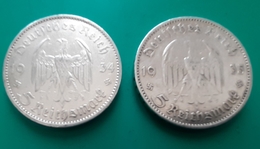 GERMANY 5 ReichMark 1934 A , 1935 A  Silver Coins Church - 5 Reichsmark