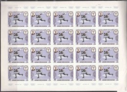 Aden - Kathiri State 1967 Winter Olympic Games In Grenoble Skating Mi#134 B Mint Never Hinged Full Sheet Of 20 - Winter 1968: Grenoble