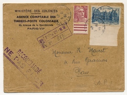 FRANCE - Env Affr 3,50f Gandon + 10f Luxembourg - Recommandé Provisoire Paris VII - 1947 - 1945-54 Marianna Di Gandon