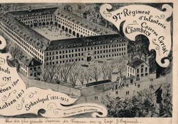 Chambéry, Caserne Curial, 97e Régiment D'Infanterie: Rivoli, Gênes, Lutze, Sébastopol - Illustration, Edit. Bouissou - Kasernen