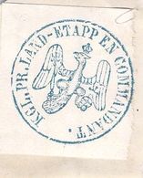 CACHET SUR FRAGMENT K.G.L PR.LAND.ETAP EN COMMANDANT - Gebührenstempel, Impoststempel