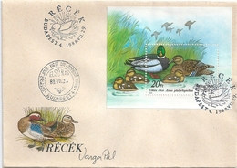 B7168 Hungary FDC Fauna Bird Duck S/S RARE - Canards