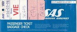 SAS Scandinavian Airlines Ticket Stockholm Copenhagen Wien + Transfer Pass - Tickets