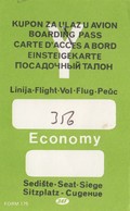 JAT Yugoslav Airlines Boarding Pass Zagreb Airport - Carte D'imbarco