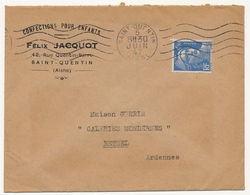 FRANCE - Env. Affr 4,50 F Gandon Seul S/l OMEC St Quentin Aisne 1947 / En Tête Confection Pour Enfants Jacquot - Andere & Zonder Classificatie