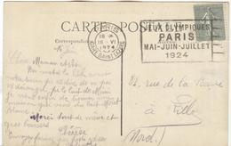 FRANCE Olympic Machine Cancel Paris Gare Saint Lazare On Postcard Of 16 VI 1924 Send During The Olympic Games - Ete 1924: Paris