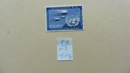 Amérique > Nations Unies > New-York - Siège De L'ONU : Timbre Poste Aérienne N°3 Oblitéré - Airmail