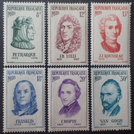 R1615/1844 - 1956 - CELEBRITES - SERIE COMPLETE LUXE - N°1082 à 1087 NEUFS** - Unused Stamps