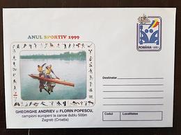 ROUMANIE. CANOE, CANOA Entier Postal Illustré Neuf CHAMPIONNAT EUROPEEN DE CANOE, ROUMAINE DE CANOE 1999 - Canoë