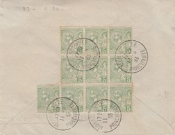 MONACO  BLOC DE 10 SUR LETTRE  1933 - Storia Postale